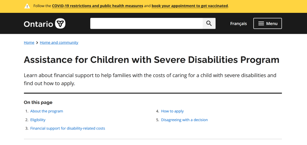 Assistance for Children with Severe Disabilities Program