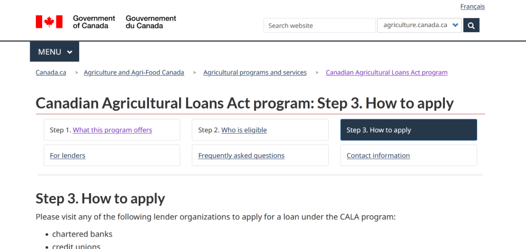 Canadian Agricultural Loans Act (CALA) Program