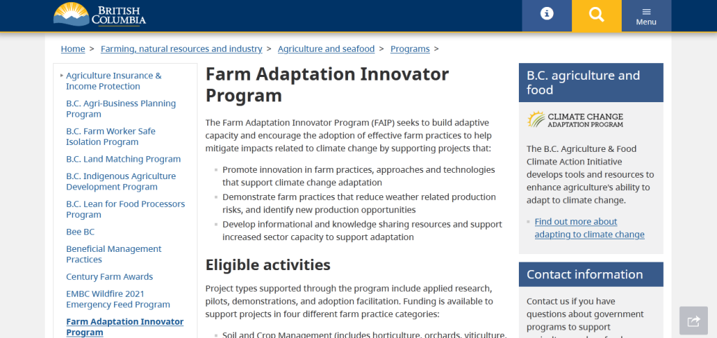 Farm Adaptation Innovator Program