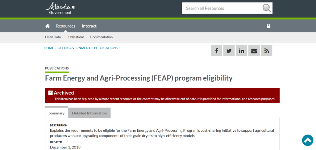 Farm Energy and Agri-Processing Program (FEAP) Alberta Agriculture and Forestry