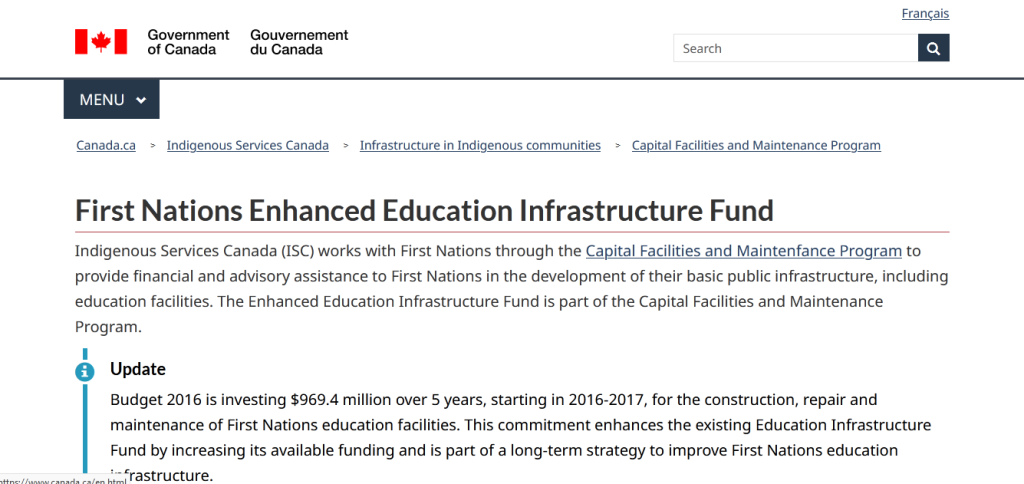 First Nations Enhanced Education Infrastructure Fund