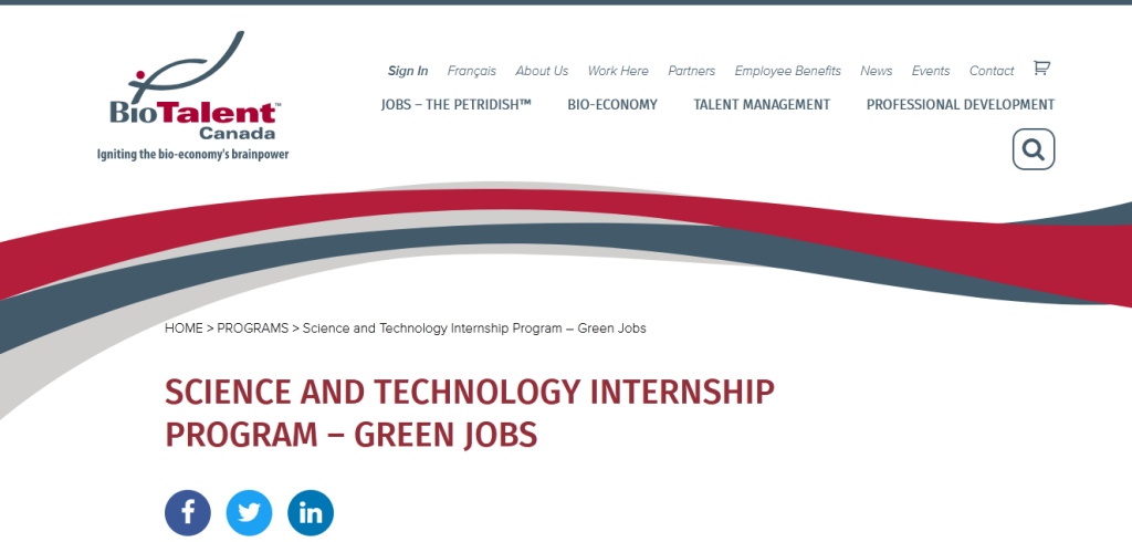 Science and Technology Internship Program – Green Jobs