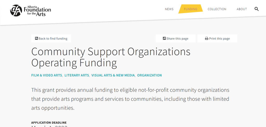Community Support Organizations Operating Funding