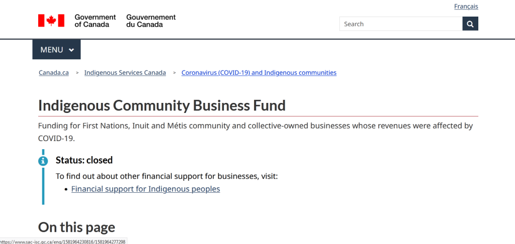 Indigenous Community Business Fund by Indigenous Services Canada