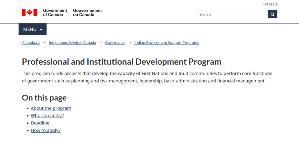Professional and Institutional Development Program