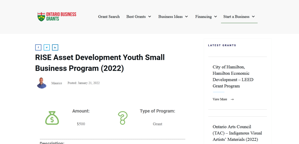 RISE Asset Development Youth Small Business Program