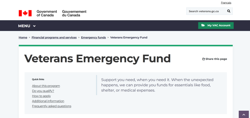 Veterans Emergency Fund