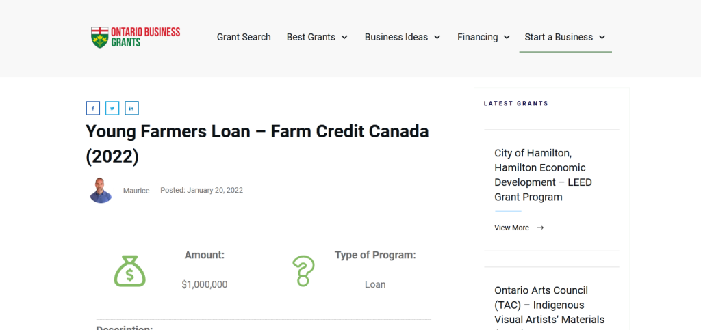 Young Farmers Loan – Farm Credit Canada